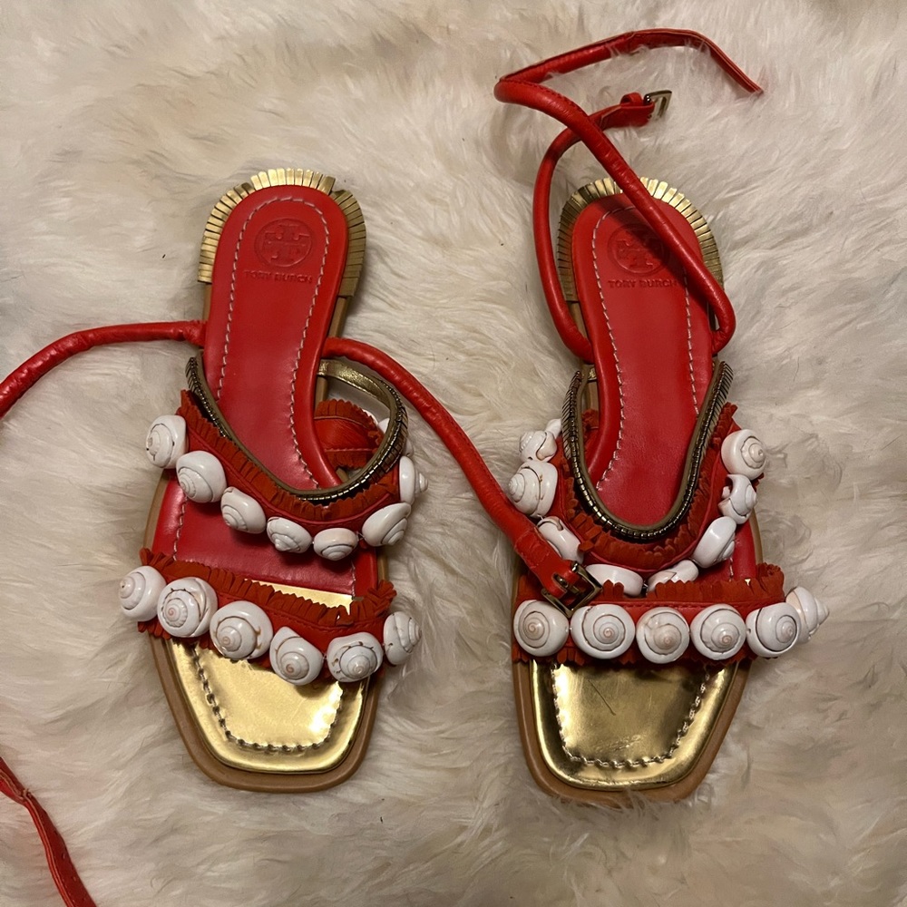 Tory Burch Orange Sinclair Sandals size 36.5